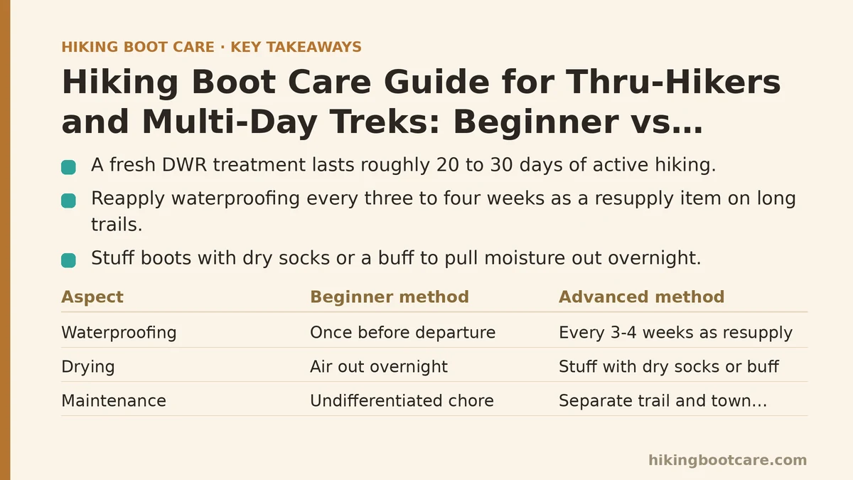 Hiking Boot Care Guide for Thru-Hikers and Multi-Day Treks: Beginner vs Advanced Methods