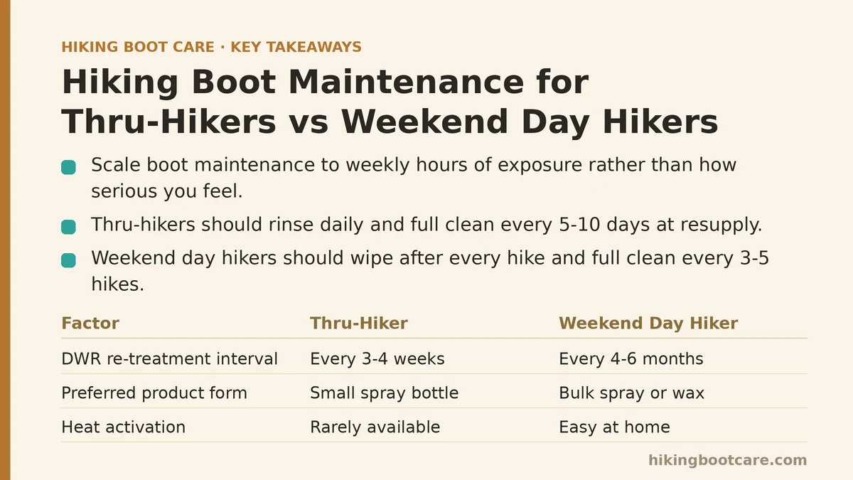 Hiking Boot Maintenance for Thru-Hikers vs Weekend Day Hikers